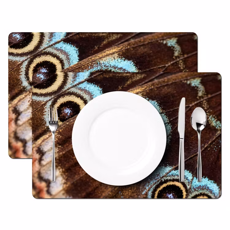 Placemat - 6 stuks - Vleugels - Vlinder - Blauw — 2
