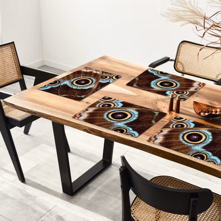 Placemat - 6 stuks - Vleugels - Vlinder - Blauw — 5