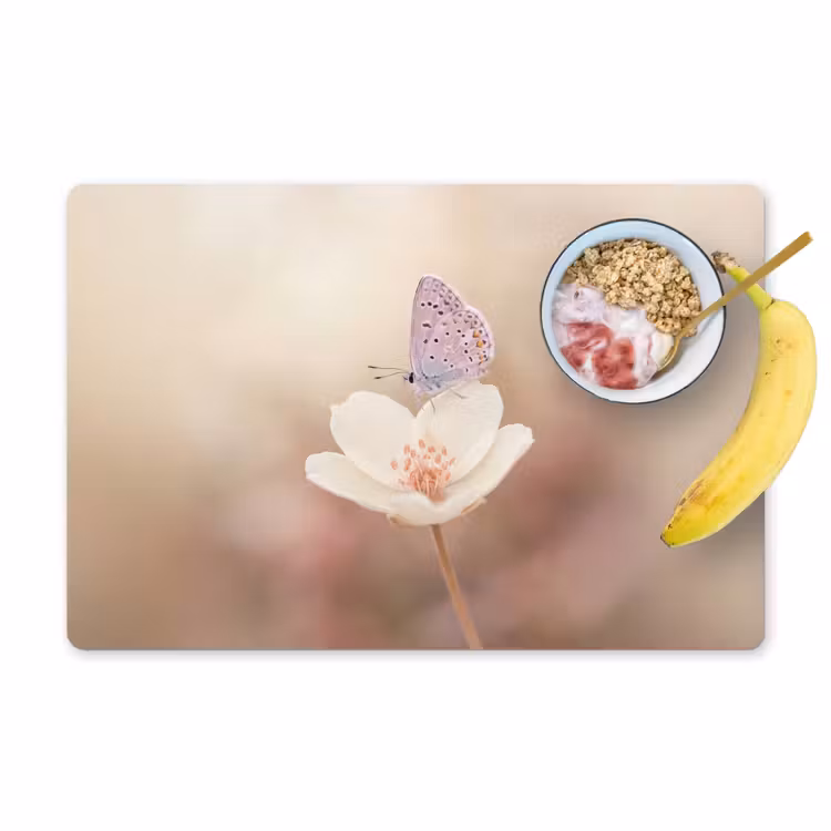 Placemat - 6 stuks - Vlinder - Bloem - Blauw — 1