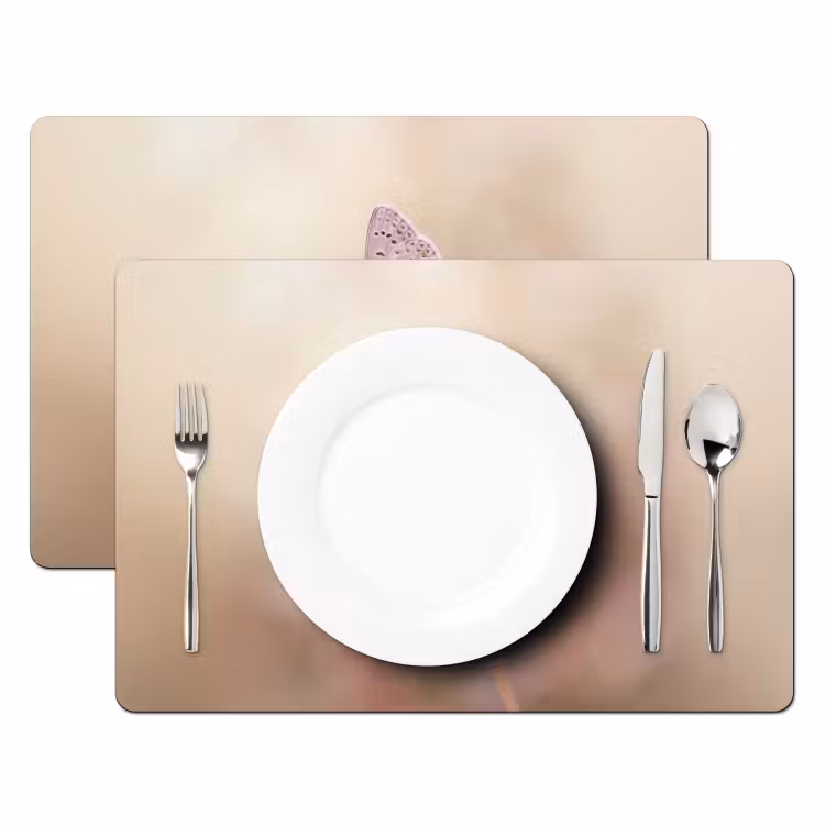Placemat - 6 stuks - Vlinder - Bloem - Blauw — 2