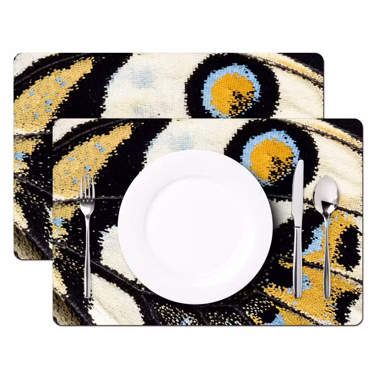 Placemat - 6 stuks - Vlinder - Vleugel - Geel — 2