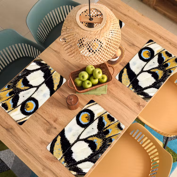Placemat - 6 stuks - Vlinder - Vleugel - Geel — 6