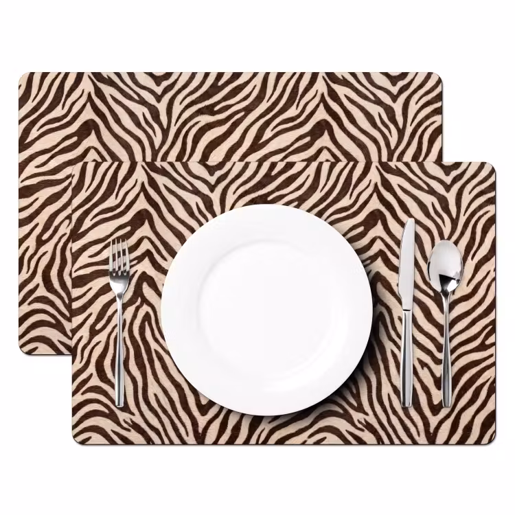 Placemat - 6 stuks - Zebra - Strepen - Bruin — 2