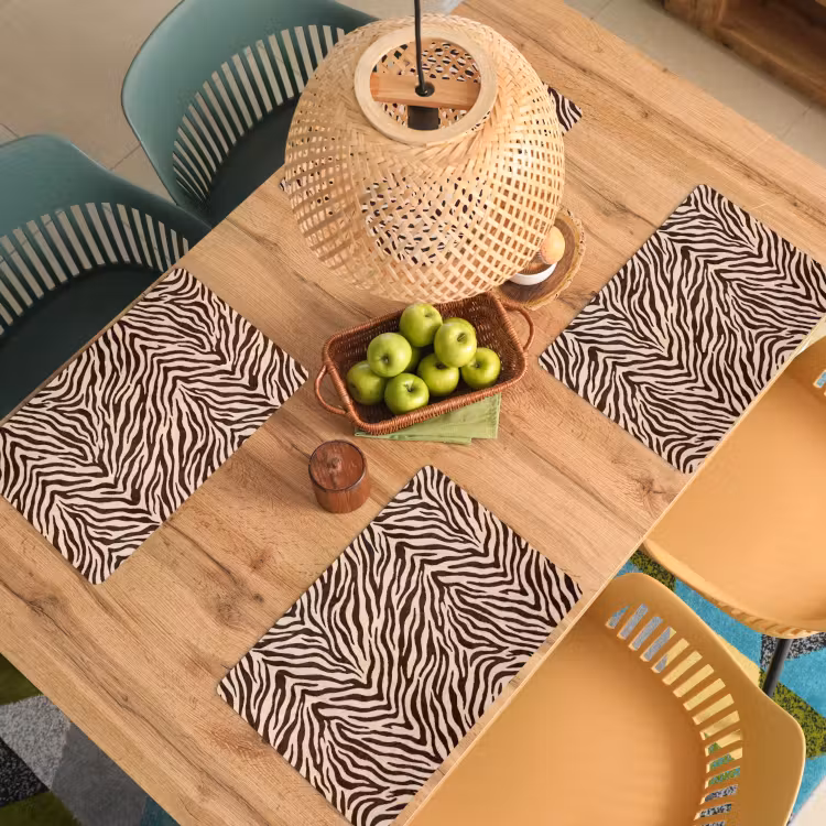 Placemat - 6 stuks - Zebra - Strepen - Bruin — 6