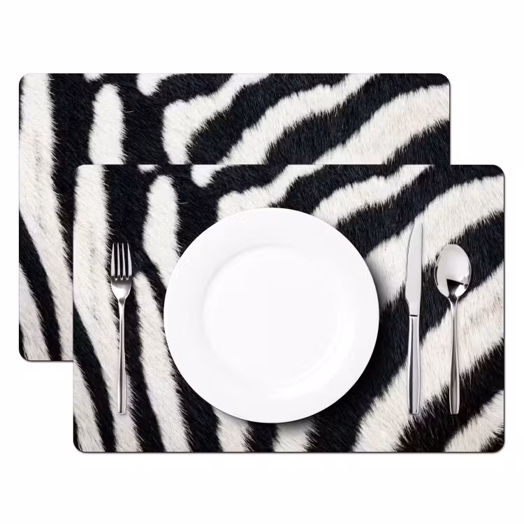 Placemat - 6 stuks - Zebra - Vacht - Klassiek - Zwart - Wit — 2