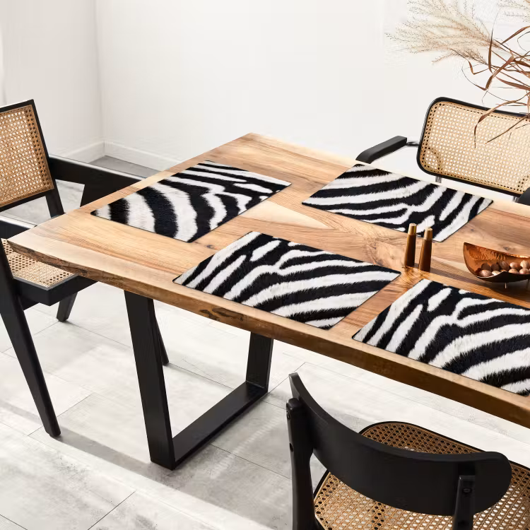 Placemat - 6 stuks - Zebra - Vacht - Klassiek - Zwart - Wit — 5