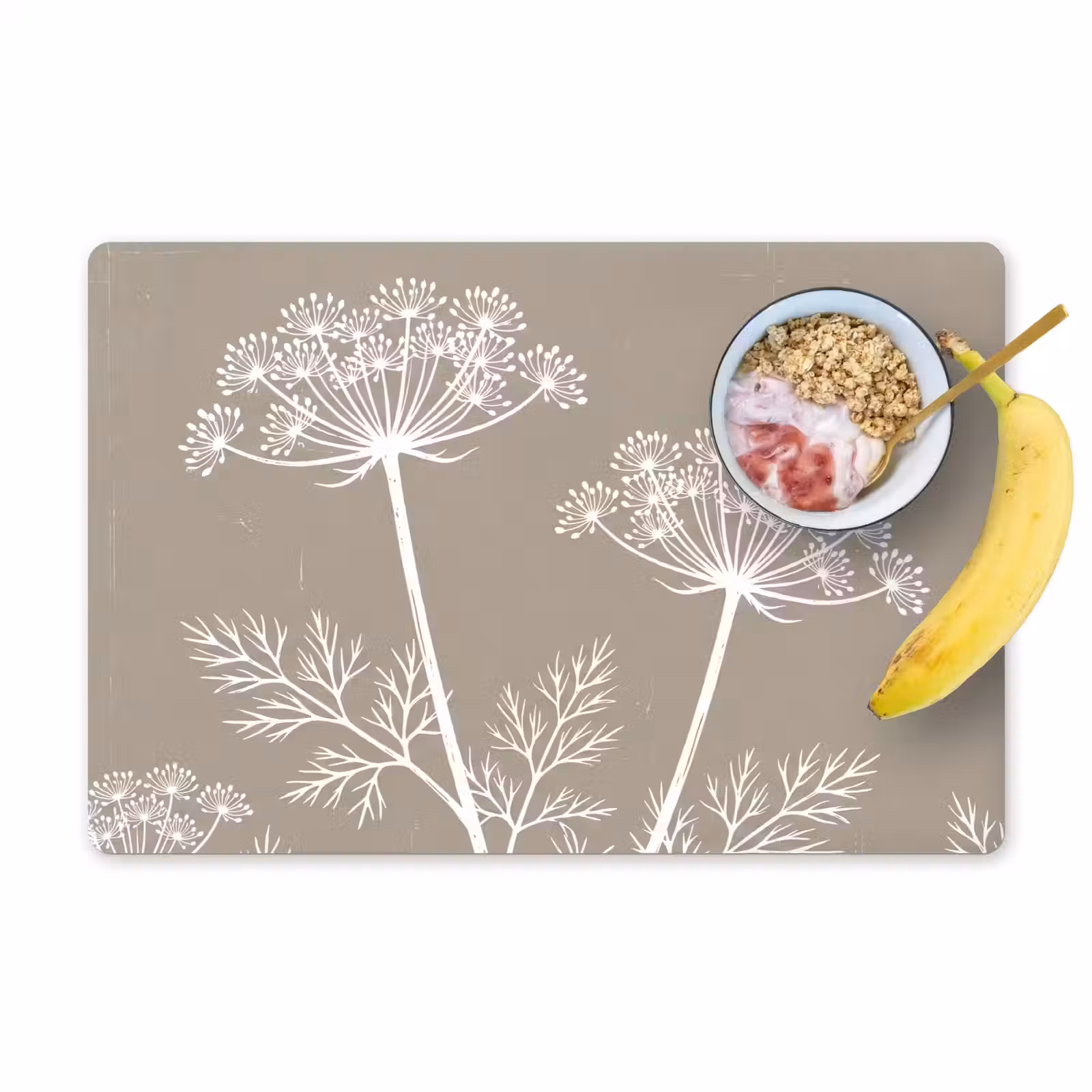 Placemat - 6 stuks - Grafisch - Fluitenkruid - Taupe — 1