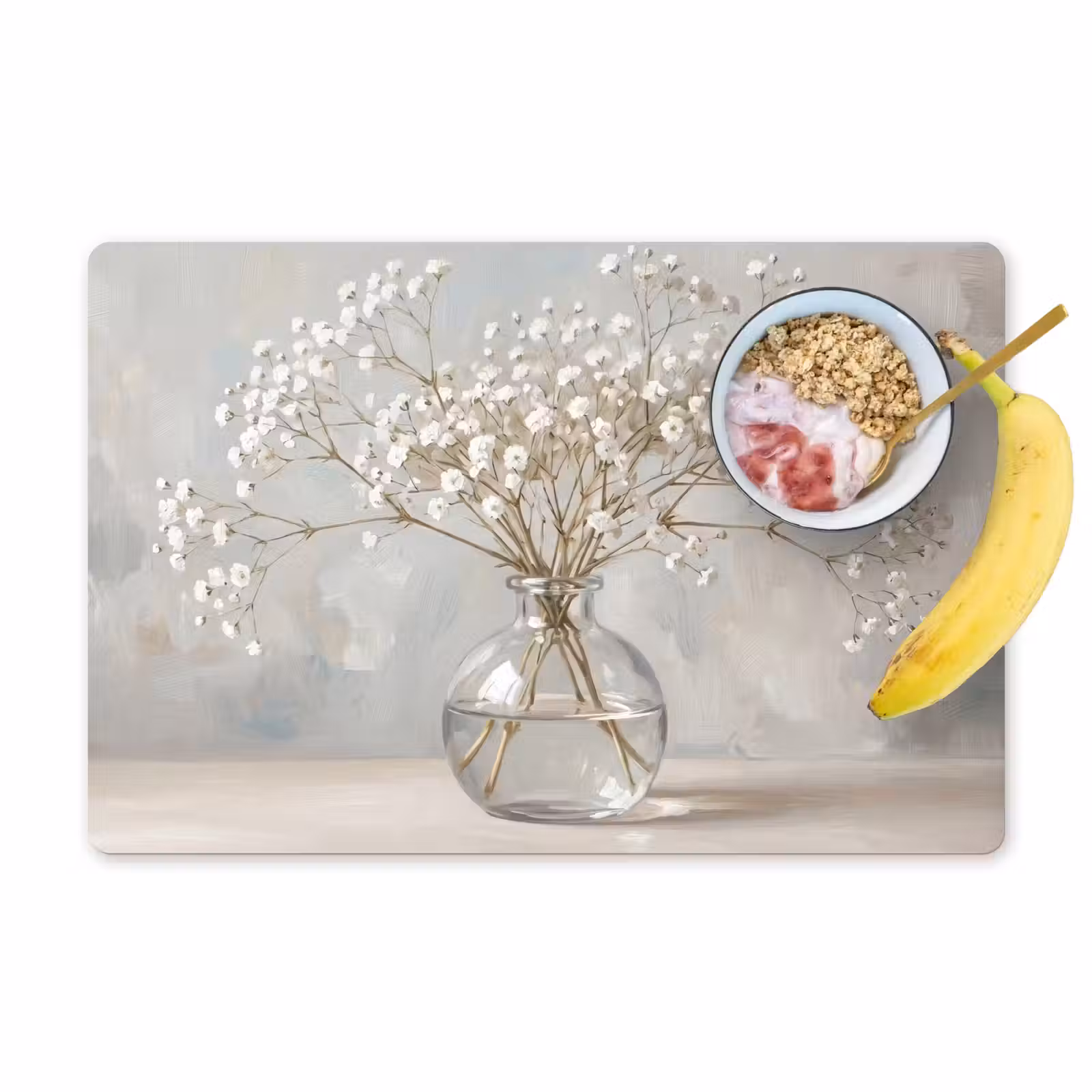 Placemat - 6 stuks - Vaas - Gipskruid - Wit — 1