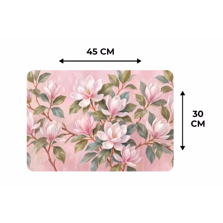 Placemat - 6 stuks - Magnolia's - Patroon - Roze — 3