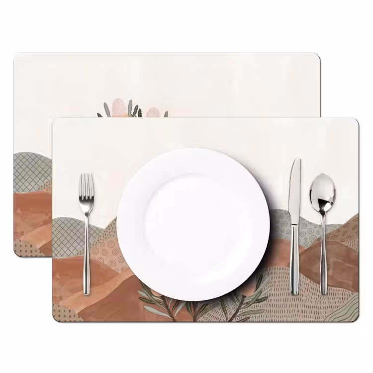 Placemat - 6 stuks - Modern - Heuvels - Terracotta — 2