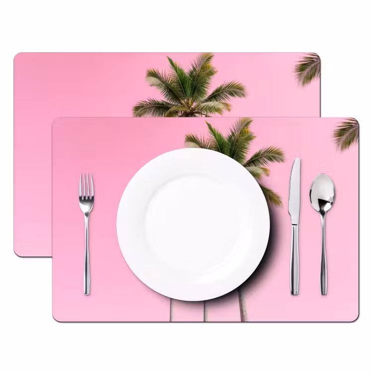 Placemat - 6 stuks - Palmboom - Tropisch - Pink — 2