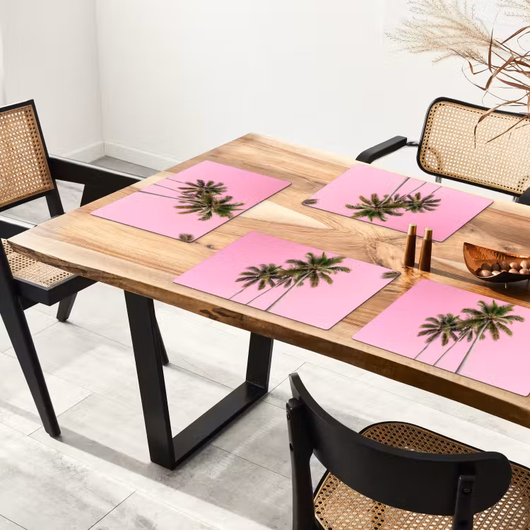 Placemat - 6 stuks - Palmboom - Tropisch - Pink — 5