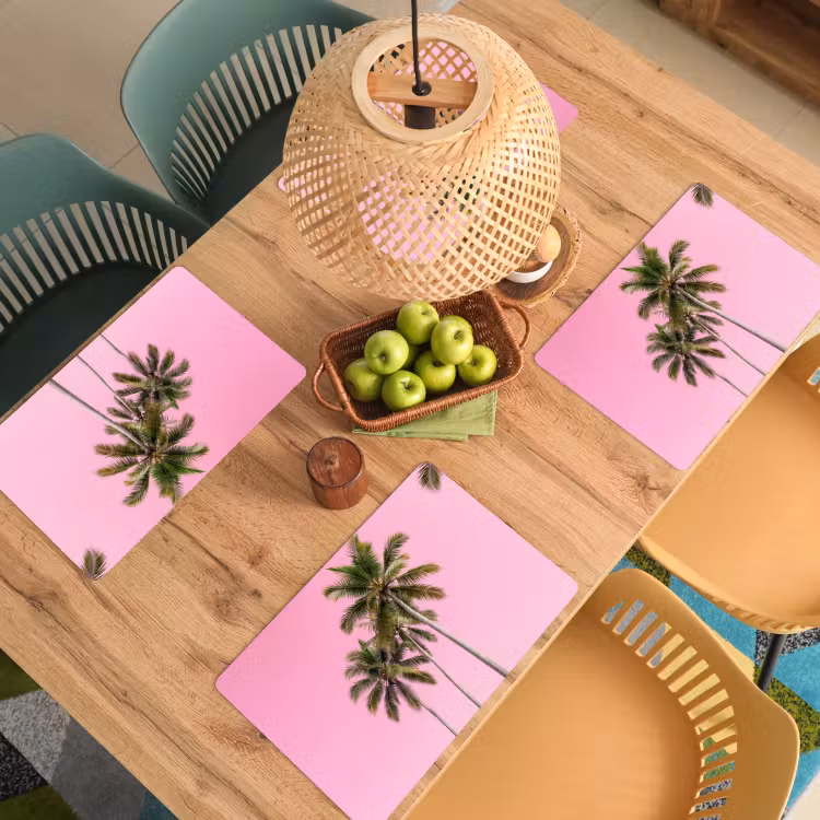 Placemat - 6 stuks - Palmboom - Tropisch - Pink — 6
