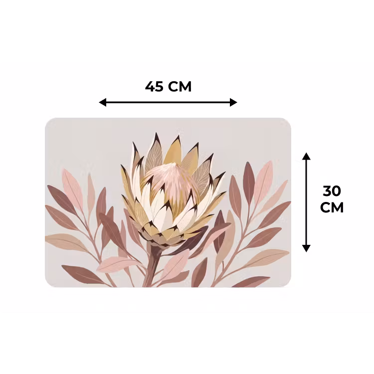 Placemat - 6 stuks - Protea - Bloem - Botanisch - Beige — 3