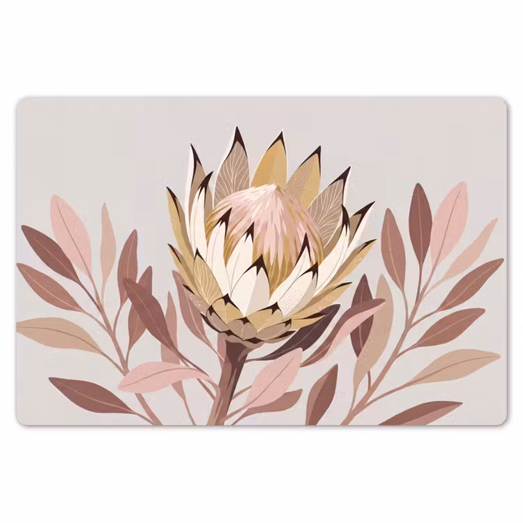 Placemat - 6 stuks - Protea - Bloem - Botanisch - Beige — 7