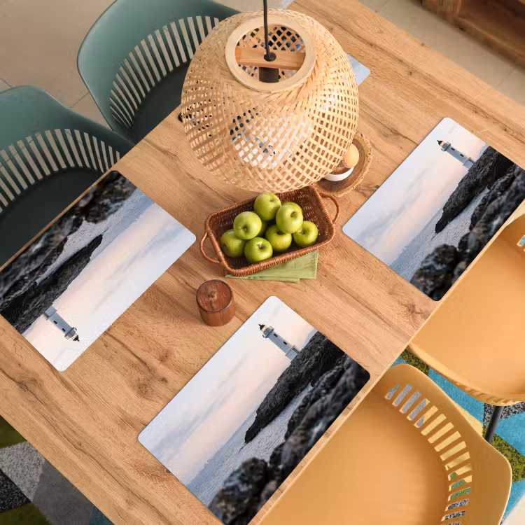Placemat - 6 stuks - Rotsen - Vuurtoren - Wit — 6