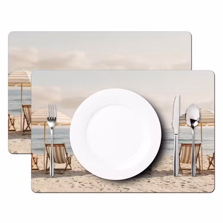 Placemat - 6 stuks - Strand - Stoelen - Parasol — 2