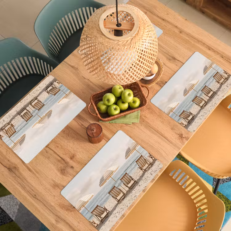 Placemat - 6 stuks - Strand - Stoelen - Parasol — 6
