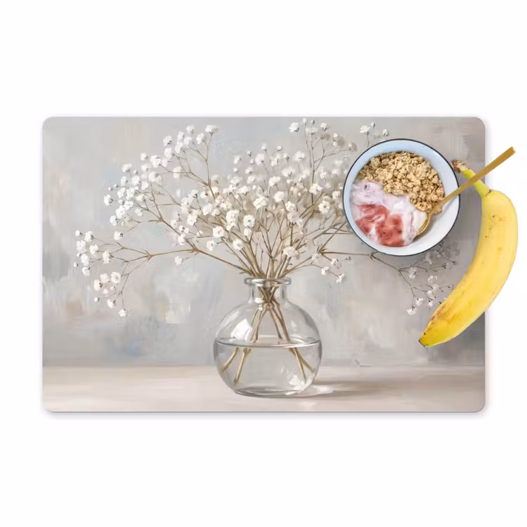 Placemat - 6 stuks - Vaas - Gipskruid - Wit — 1