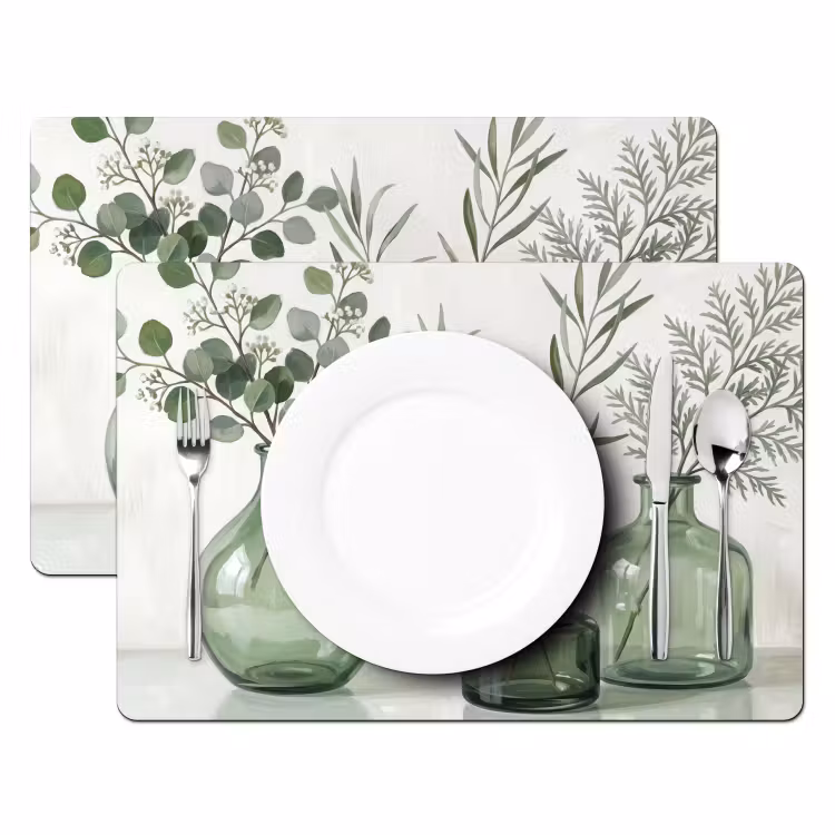Placemat - 6 stuks - Vazen - Bladeren - Groen — 2