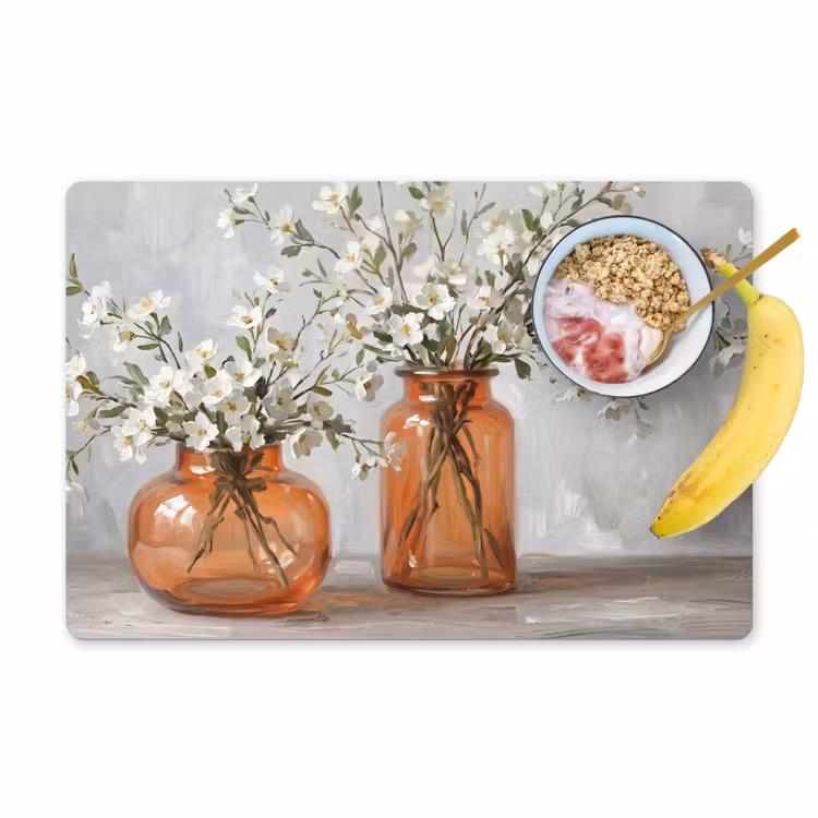 Placemat - 6 stuks - Vazen - Bloemen - Oranje — 1