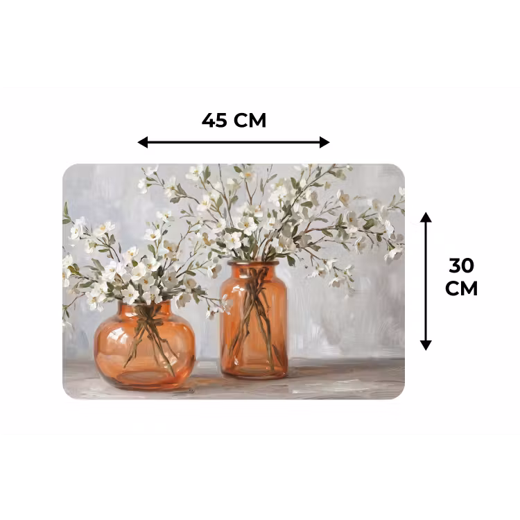 Placemat - 6 stuks - Vazen - Bloemen - Oranje — 3
