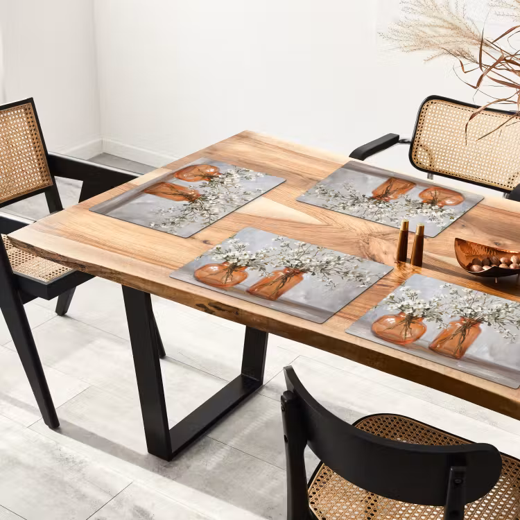 Placemat - 6 stuks - Vazen - Bloemen - Oranje — 5