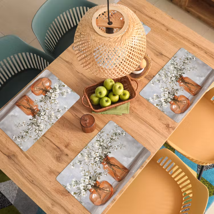 Placemat - 6 stuks - Vazen - Bloemen - Oranje — 6
