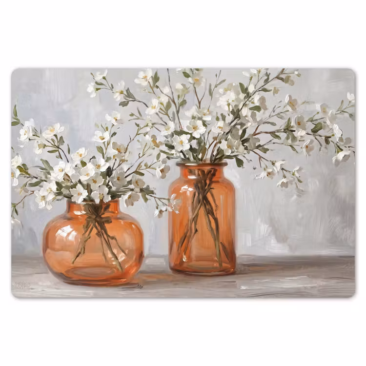Placemat - 6 stuks - Vazen - Bloemen - Oranje — 7
