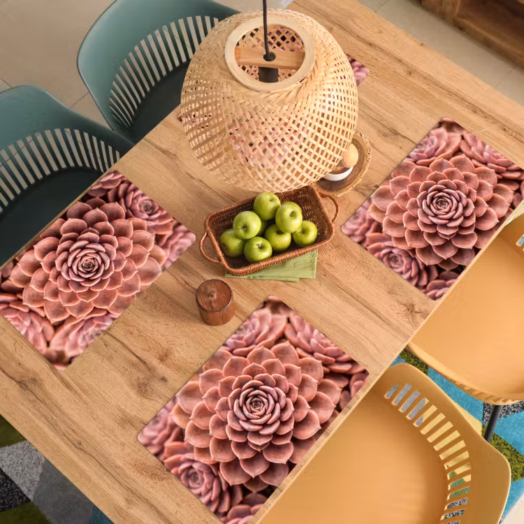 Placemat - 6 stuks - Vetplant - Organisch - Roze — 6