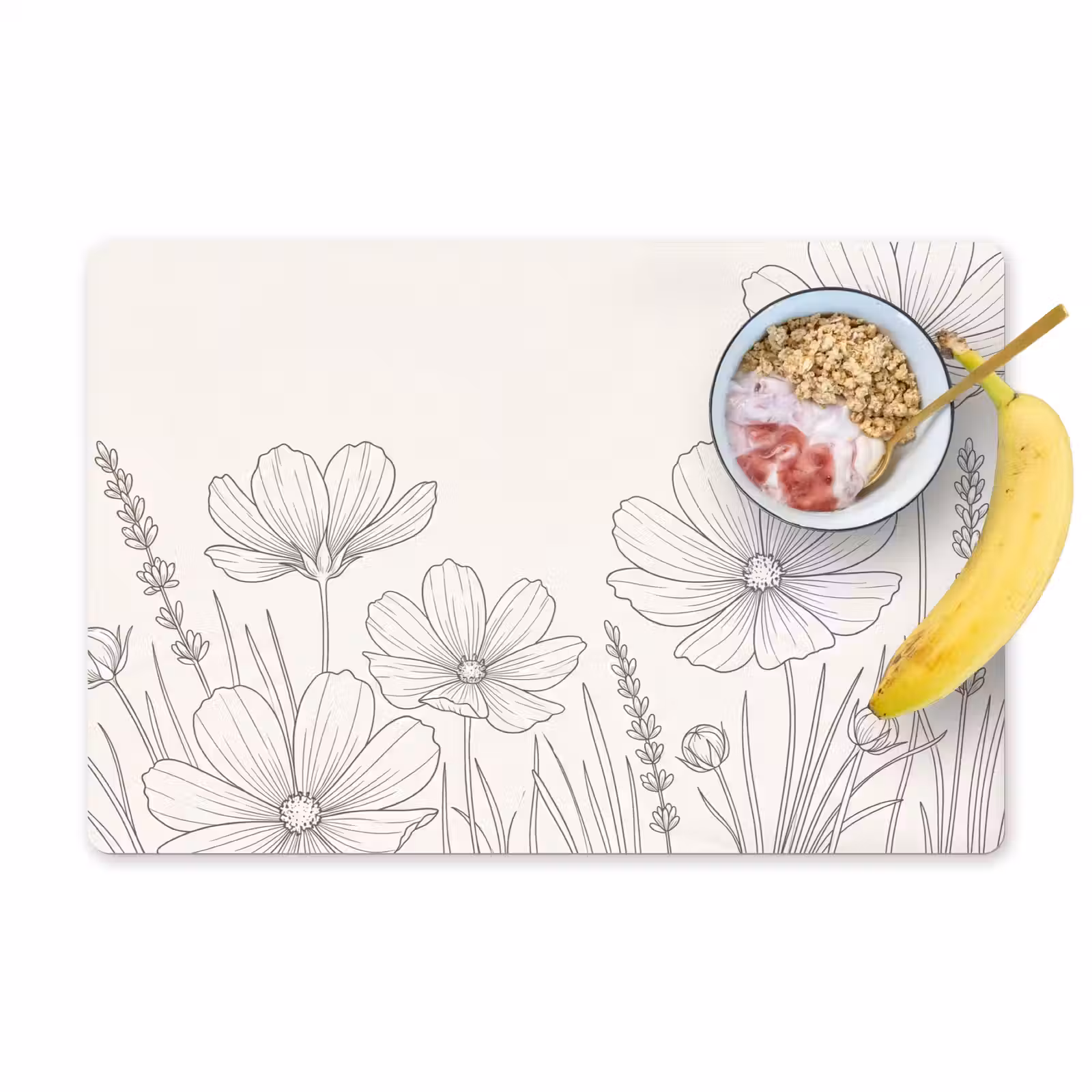 Placemat - 6 stuks - Minimalistisch - Modern - Bloemen - Beige — 1