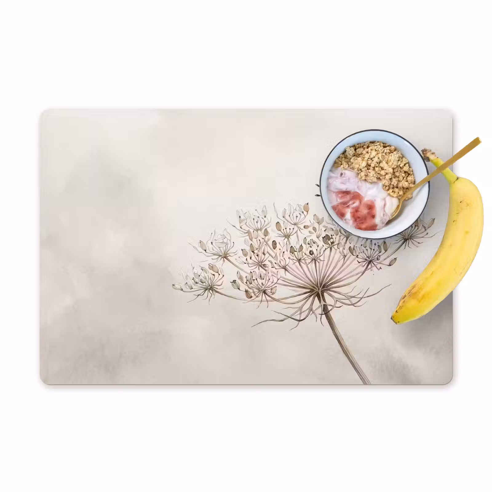 Placemat - 6 stuks - Vlinder - Bloem -Natuur - Beige — 1