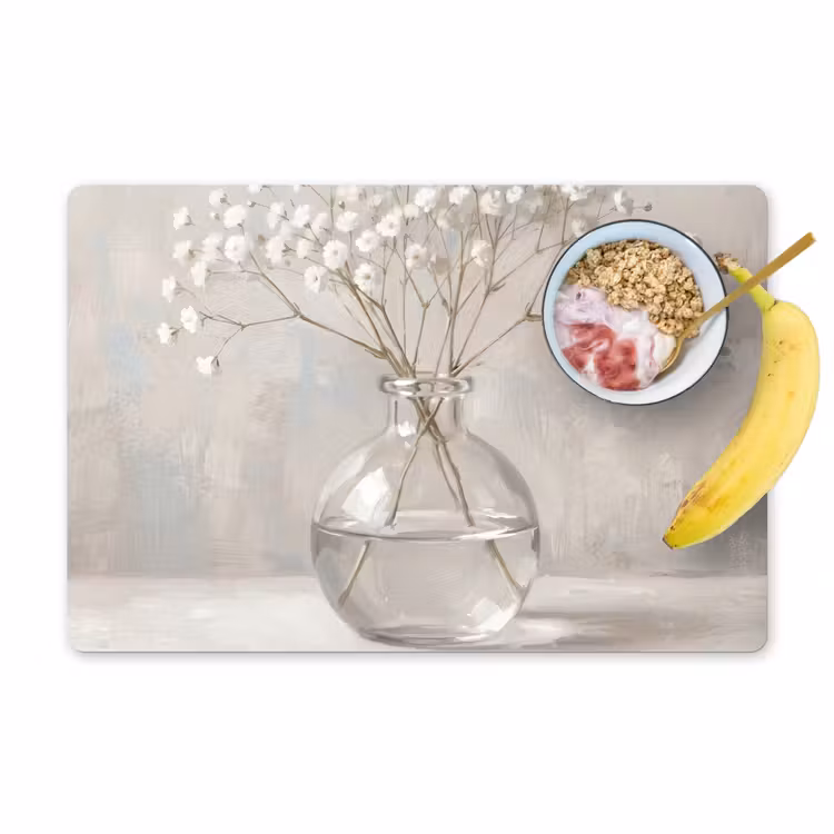 Placemat - 6 stuks - Gipskruid - Vaas - Wit — 1