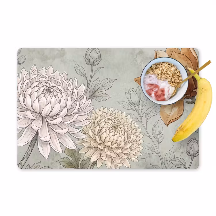 Placemat - 6 stuks - Illustratie - Bloemen - Groen — 1