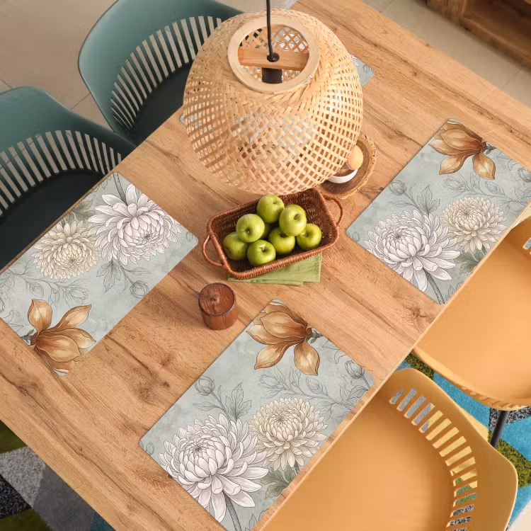 Placemat - 6 stuks - Illustratie - Bloemen - Groen — 6