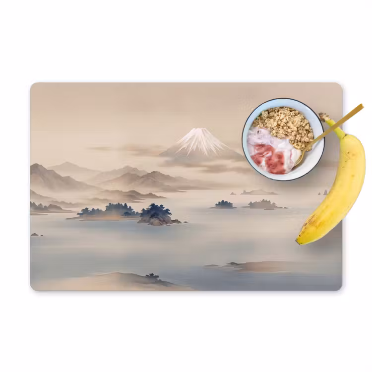Placemat - 6 stuks - Japans - Landschap - Beige — 1