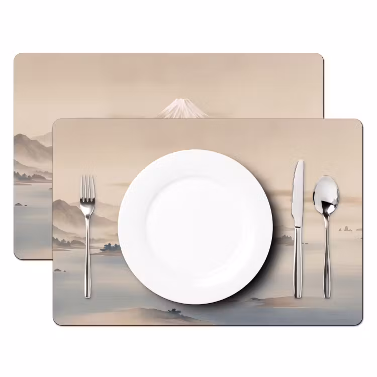 Placemat - 6 stuks - Japans - Landschap - Beige — 2