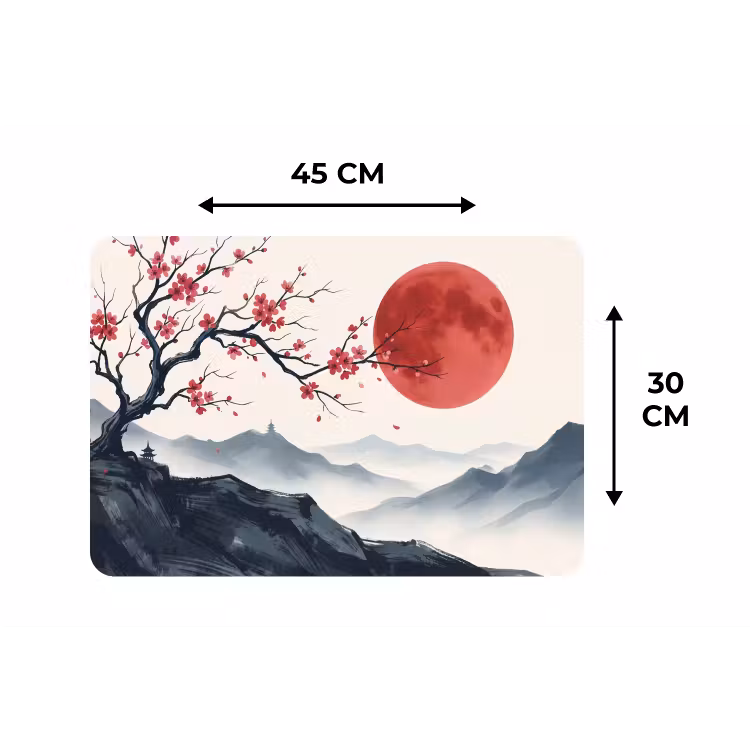 Placemat - 6 stuks - Kersenbloesem - Oosters - Rood — 3