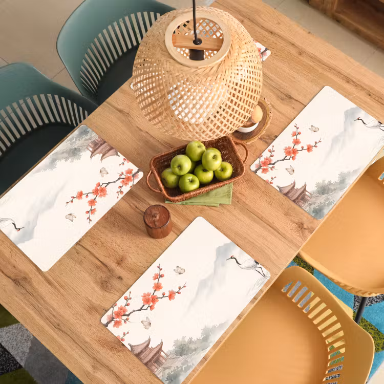 Placemat - 6 stuks - Kraanvogel - Azië - Klassiek — 6