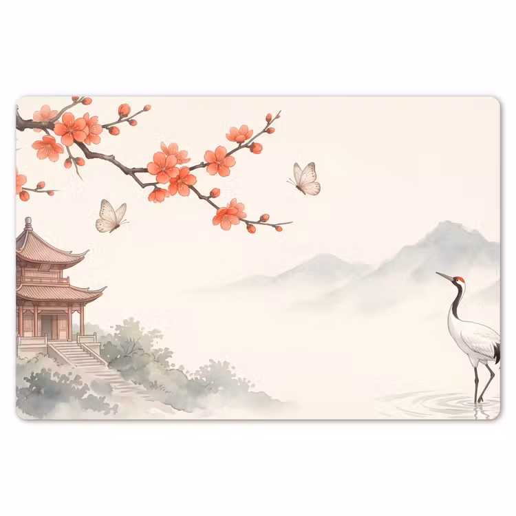 Placemat - 6 stuks - Kraanvogel - Azië - Klassiek — 7