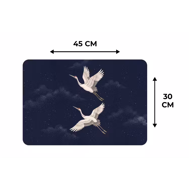 Placemat - 6 stuks - Kraanvogels - Nachthemel - Blauw — 3