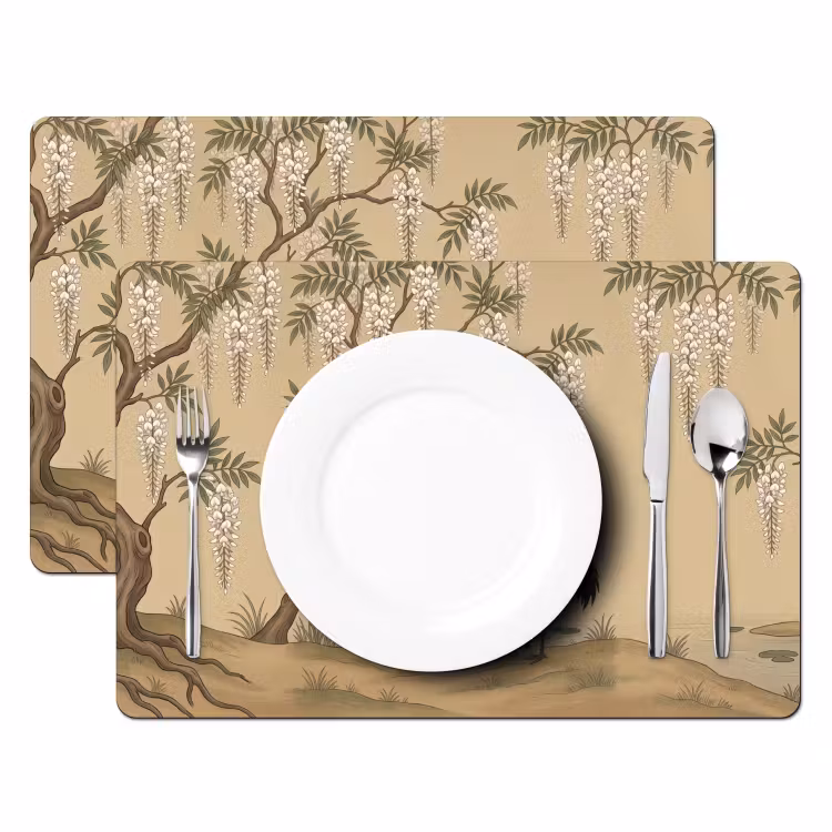 Placemat - 6 stuks - Kraanvogels - Water - Beige — 2