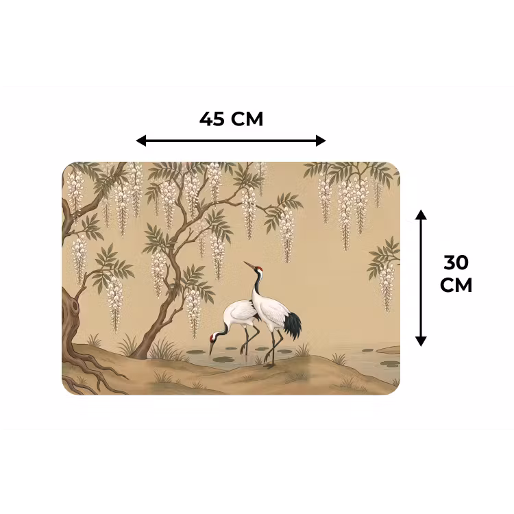 Placemat - 6 stuks - Kraanvogels - Water - Beige — 3