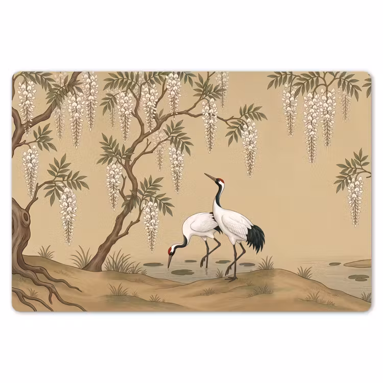 Placemat - 6 stuks - Kraanvogels - Water - Beige — 7