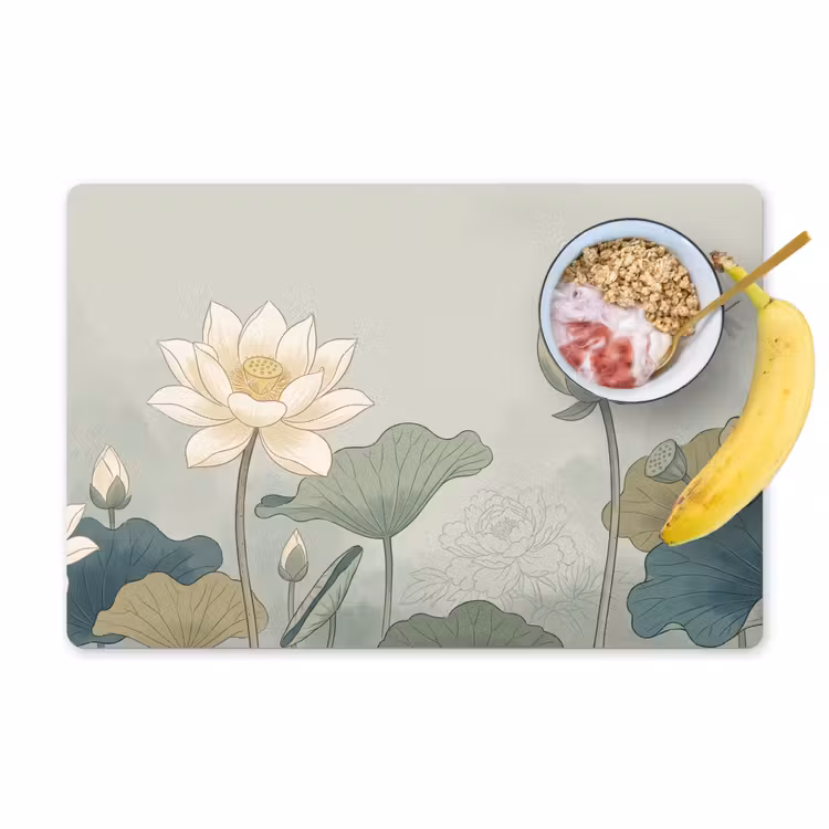 Placemat - 6 stuks - Lotus - Bloemen - Groen — 1