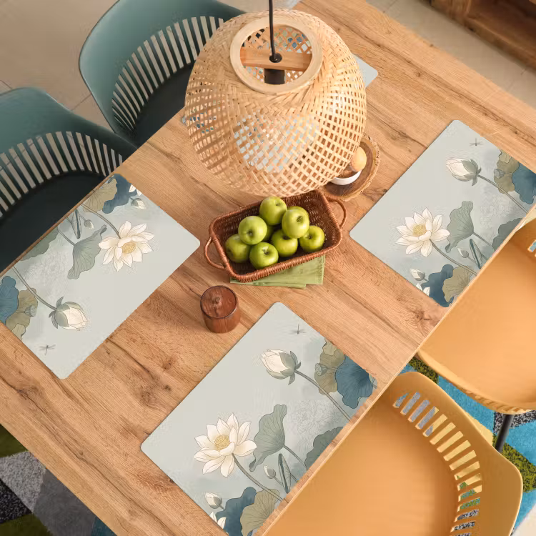Placemat - 6 stuks - Lotus - Bloemen - Groen — 6