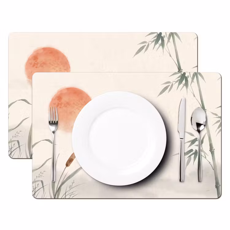 Placemat - 6 stuks - Minimalistisch - Bamboe - Groen — 2