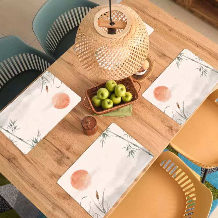 Placemat - 6 stuks - Minimalistisch - Bamboe - Groen — 6