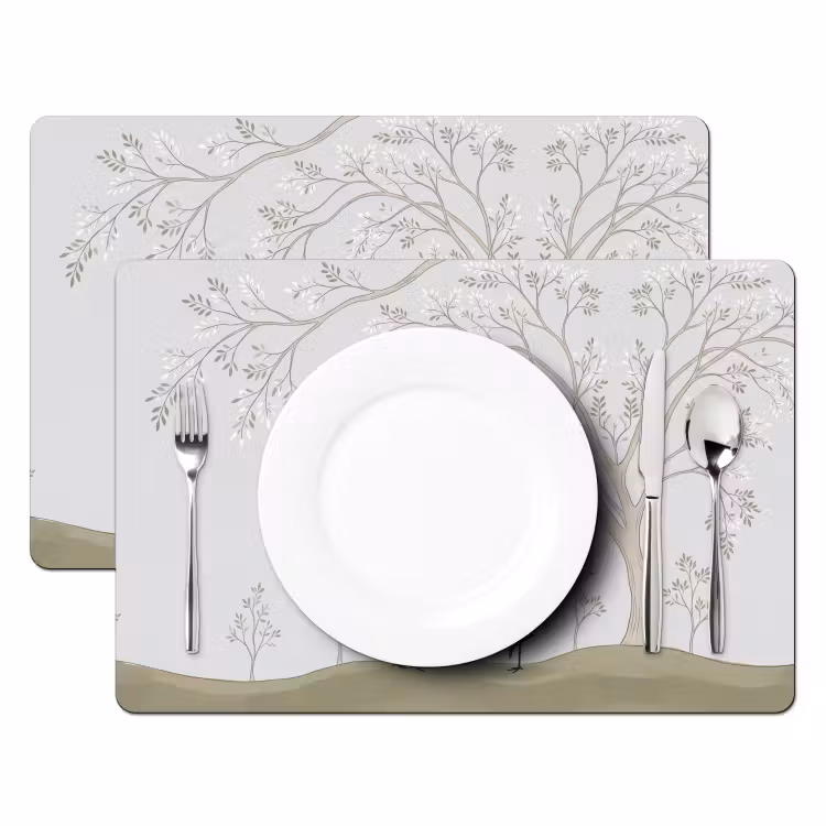 Placemat - 6 stuks - Minimalistisch - Kraanvogels - Blauw — 2