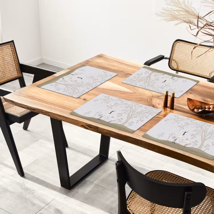 Placemat - 6 stuks - Minimalistisch - Kraanvogels - Blauw — 5